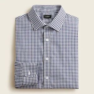 J. Crew men’s dress shirt. Classic fit. Wrinkle free. Navy gingham.